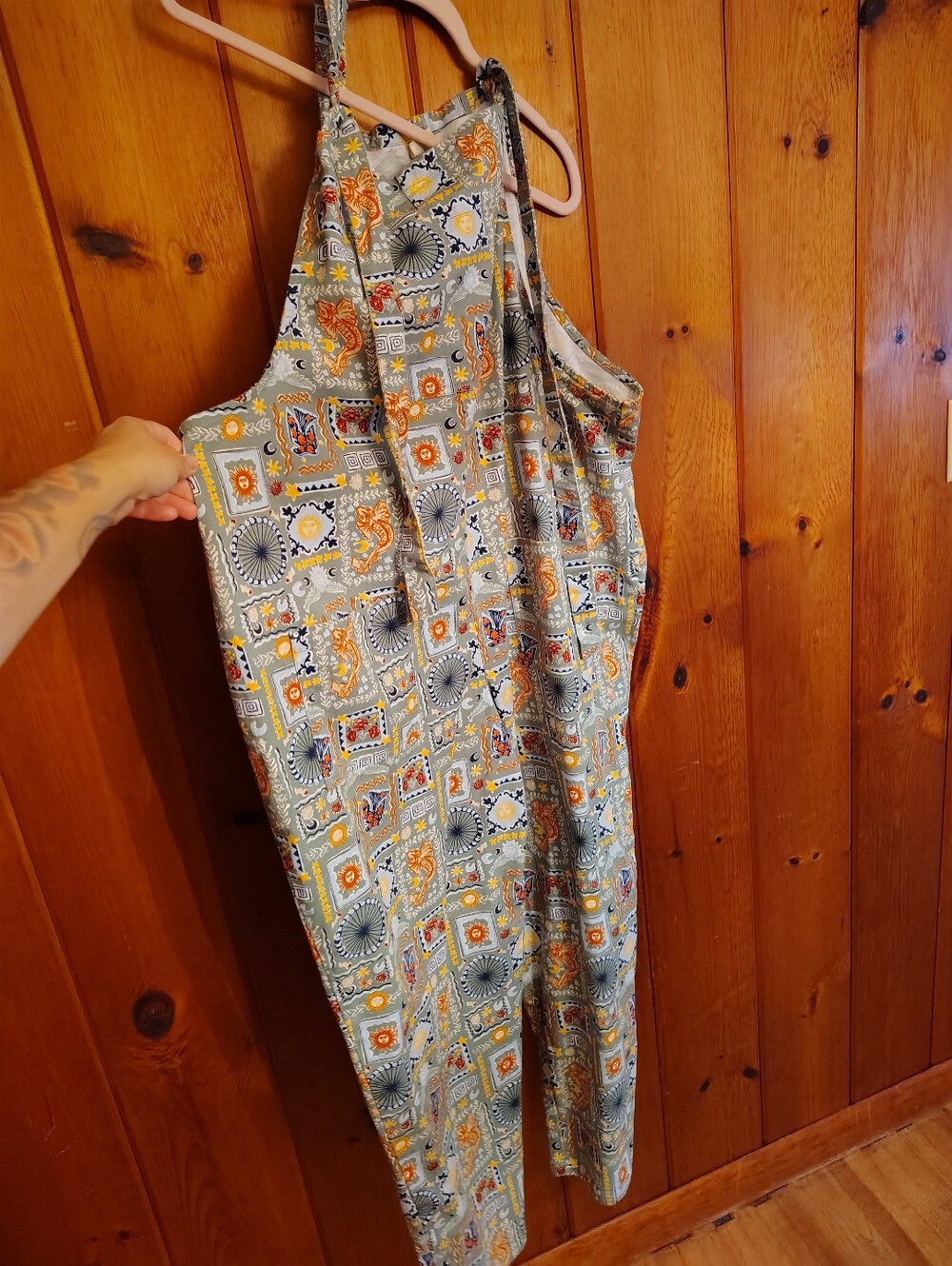Lucy & Yak Cosmic Folk Green Women Dungarees Overalls Size 18 US/22 UK - Picture 4 of 6